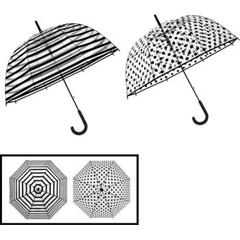 Paraplu polka dot en streepdessin Koepelparaplu Transparant PVC Ø 86 CM trouw -