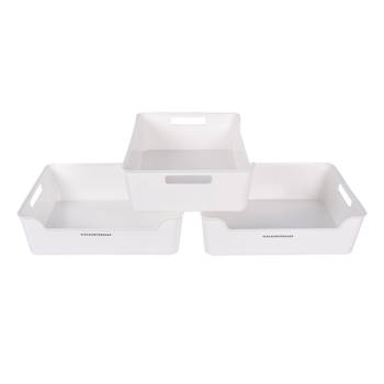 Storage Basket without Lid - Ideal for Organizing - White - Lightweight - 36cm x 27cm x 11cm - Set of 3 - Made of