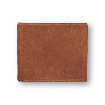 Elegante Bruine Leren Portemonnee Dames - 4east - Met Ritssluiting - 9.5x2x8cm - :2 vakken - 1x muntvak - 6x creditcards