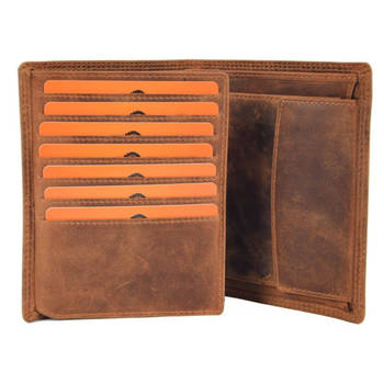 Echt mannelijke portemonnee - Portemonnee met pasjes - Portemonnee met 14 pasjes - Heren portemonnee - dubbel gestikt