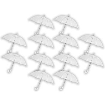 12 stuks Paraplu transparant plastic paraplu's 100 cm - doorzichtige paraplu - trouwparaplu - bruidsparaplu - stijlvol -