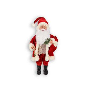 Vrolijke Kerstman Decoratie - Hoogte 45 cm - Rood - Polyester - Kerstdecor – Lichtgewicht