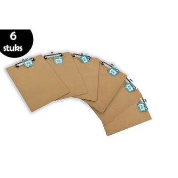 6x Clipboards - Clipboards A4 - Clipboards wood A4 31 x 22 x 1.5 cm