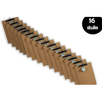 16x Klemborden - Klemborden A4 - Klemborden hout A4 31 x 22 x 1.5 cm