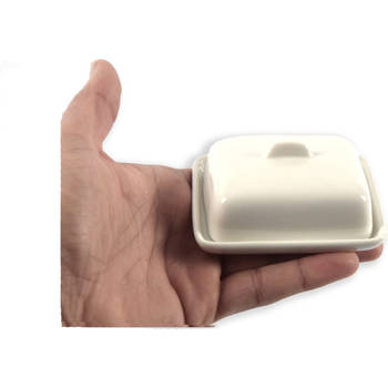 Mini (kruiden)boter -keramiek - klein boterklokje in wit botervloot - botervloot met deksel - botervloot porselein 8 x