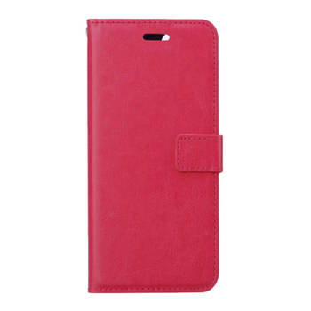 Basey Xiaomi 12X Hoesje Bookcase Hoes Flip Case Book Cover - Xiaomi 12X Hoes Book Case Hoesje - Donkerroze