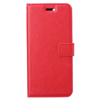 Basey Xiaomi 12 Hoesje Bookcase Hoes Flip Case Book Cover - Xiaomi 12 Hoes Book Case Hoesje - Rood