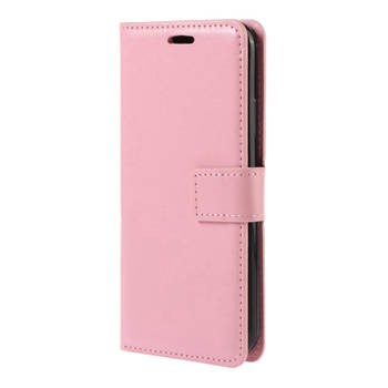 Basey Xiaomi 12 Hoesje Bookcase Hoes Flip Case Book Cover - Xiaomi 12 Hoes Book Case Hoesje - Licht Roze