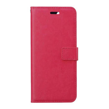 Basey Xiaomi 12 Hoesje Bookcase Hoes Flip Case Book Cover - Xiaomi 12 Hoes Book Case Hoesje - Donkerroze