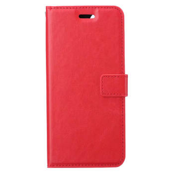 Basey OnePlus Nord 2T Hoesje Book Case Kunstleer Cover Hoes -Rood