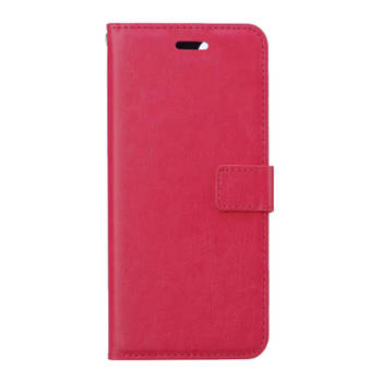 Basey Samsung Galaxy A54 Hoesje Bookcase Hoes Flip Case Book Cover - Samsung A54 Hoes Book Case Hoesje - Donkerroze