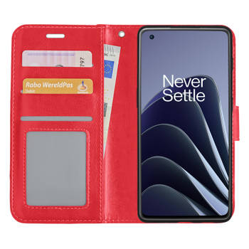 Basey OnePlus 10 Pro Hoesje Bookcase - OnePlus 10 Pro Hoes Flip Case Book Cover - OnePlus 10 Pro Hoes Book Case Rood