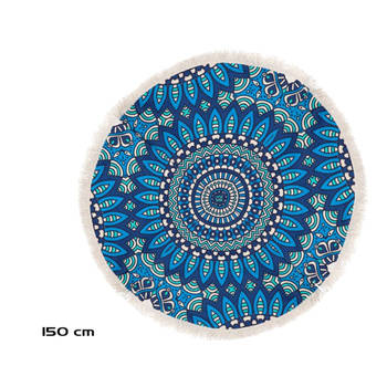 Luxe Blauw Strandlaken Voor Volwassenen - Zomerhanddoek Van Katoen-polyester Mix - 150X150 cm