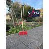 Synx Tools Bezem Nylon Straatbezem - 30 cm - Rode kap - Kunststof vezel - Buitenbezem - Schoonmaakartikelen - met steel