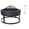 ProGarden Vuurschaal met grill rond 50,5x50,5x37 cm zwart