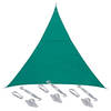 Schaduwdoek/zonnescherm Curacao driehoek mint groen 3 x 3 x 3 meter met ophanghaken - Schaduwdoeken