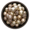 37x stuks kunststof kerstballen licht beige 6 cm glans/mat/glitter mix - Kerstbal