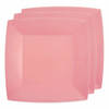 Santex feest bordjes vierkant roze - karton - 10x stuks - 23 cm - Feestbordjes