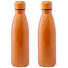 RVS waterfles/drinkfles - 2x - oranje kleur met schroefdop 790 ml - Drinkflessen