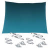 Premium kwaliteit schaduwdoek/zonnescherm Shae rechthoekig blauw 3 x 4 meter met ophanghaken - Schaduwdoeken