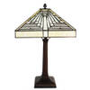 LumiLamp Tiffany Tafellamp 31x31x48 cm Wit Grijs Glas Kunststof Vierkant Tiffany Bureaulamp Wit Tiffany Bureaulamp