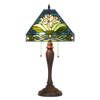 LumiLamp Tiffany Tafellamp 31x31x61 cm Groen Blauw Glas Kunststof Vierkant Bloemen Tiffany Bureaulamp Groen Tiffany