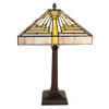 LumiLamp Tiffany Tafellamp 31x31x48 cm Beige Paars Glas Vierkant Tiffany Bureaulamp Beige Tiffany Bureaulamp