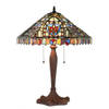 LumiLamp Tiffany Tafellamp Ø 47x60 cm Beige Blauw Glas Kunststof Rond Tiffany Bureaulamp Beige Tiffany Bureaulamp