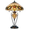 HAES DECO - Tiffany Tafellamp Geel Ø 46x76 cm Fitting E27 / Lamp max 2x60W / Fitting E14 / Lamp max 1x7W