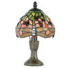 HAES DECO - Tiffany Tafellamp Groen, Bruin Ø 16x25 cm Fitting E14 / Lamp max 1x25W
