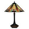 HAES DECO - Tiffany Tafellamp Groen, Bruin, Beige Ø 41x54 cm Fitting E27 / Lamp max 2x60W