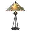HAES DECO - Tiffany Tafellamp Groen, Bruin, Beige Ø 50x73 cm Fitting E27 / Lamp max 2x60W