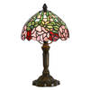 HAES DECO - Tiffany Tafellamp Groen, Roze Ø 21x39 cm Fitting E14 / Lamp max 1x25W