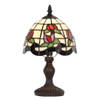 LumiLamp Tiffany Tafellamp Ø 18x30 cm Beige Rood Glas Kunststof Bloemen Tiffany Bureaulamp Beige Tiffany Bureaulamp