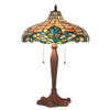 LumiLamp Tiffany Tafellamp Ø 41x60 cm Paars Groen Glas Kunststof Rond Tiffany Bureaulamp Paars Tiffany Bureaulamp