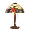 LumiLamp Tiffany Tafellamp Ø 42x60 cm Beige Rood Glas Kunststof Rond Bloemen Tiffany Bureaulamp Beige Tiffany