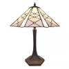 LumiLamp Tiffany Tafellamp Ø 42x54 cm Roze Wit Glas Zink Tiffany Bureaulamp Roze Tiffany Bureaulamp