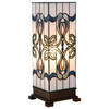 HAES DECO - Tiffany Tafellamp Wit, Blauw 18x18x45 cm Fitting E27 / Lamp max 1x40W