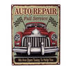 Clayre & Eef Tekstbord 20x25 cm Groen Rood Ijzer Auto Auto repair We are open today to help you Wandbord Groen