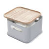 iDesign - Opbergbox met Handvat en Deksel, 21.3 x 21.3 x 12.7 cm, Paulownia Hout, Grijs - iDesign Eco Storage