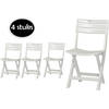 4 Pieces of white plastic folding chairs for indoors or outdoors White Garden chair Bistro chair Balcony chair