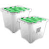 Opbergbox 24 liter 2 stuks in de verpakking Groen - formaat 29.5 x 39 x 30 cm - Opbergdoos - Opbergkist