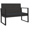 vidaXL Tuinbank met kussens 106 cm poly rattan zwart