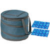 Opvouwbare koeltas blauw/grijs met 2 stuks flexibele koelelementen 15 liter - Koeltas