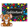 Keel toys - Cadeaukaart Gefeliciteerd met knuffeldier tijger 25 cm - Knuffeldier