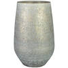 Ter Steege Bloempot/plantenpot hoog - binnen - metallic zilvergrijs - D23/H36 cm - keramiek - Plantenpotten