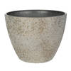 Ter Steege Bloempot/plantenpot - buiten - beige/goud - D13/H12 cm - kunststof/steenmix - Plantenpotten