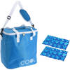 Koeltas draagtas schoudertas blauw met 2 stuks flexibele koelelementen 18 liter - Koeltas