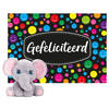 Keel toys - Cadeaukaart Gefeliciteerd met knuffeldier olifant 18 cm - Knuffeldier