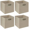 5Five Opbergmand - 4x - 29 liter - taupe - linnen - 31 x 31 x 31 cm - Opbergmanden